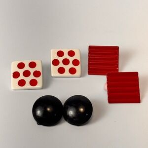 Vintage Earrings Lot Red White Black Geometric Mod Polka Dot Retro 80s 90s JO321